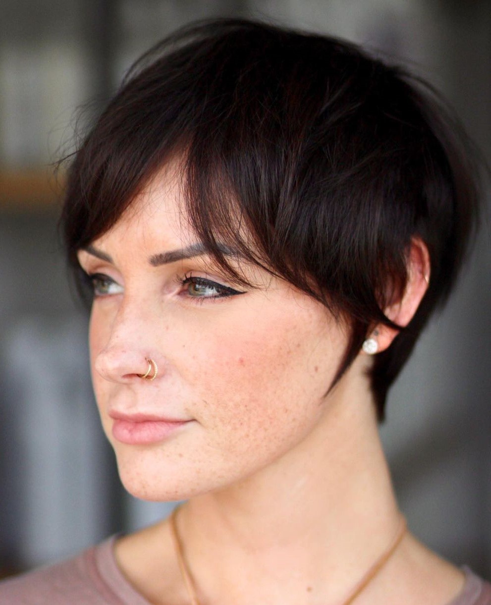 Tousled Straight Hair Pixie with Bangs