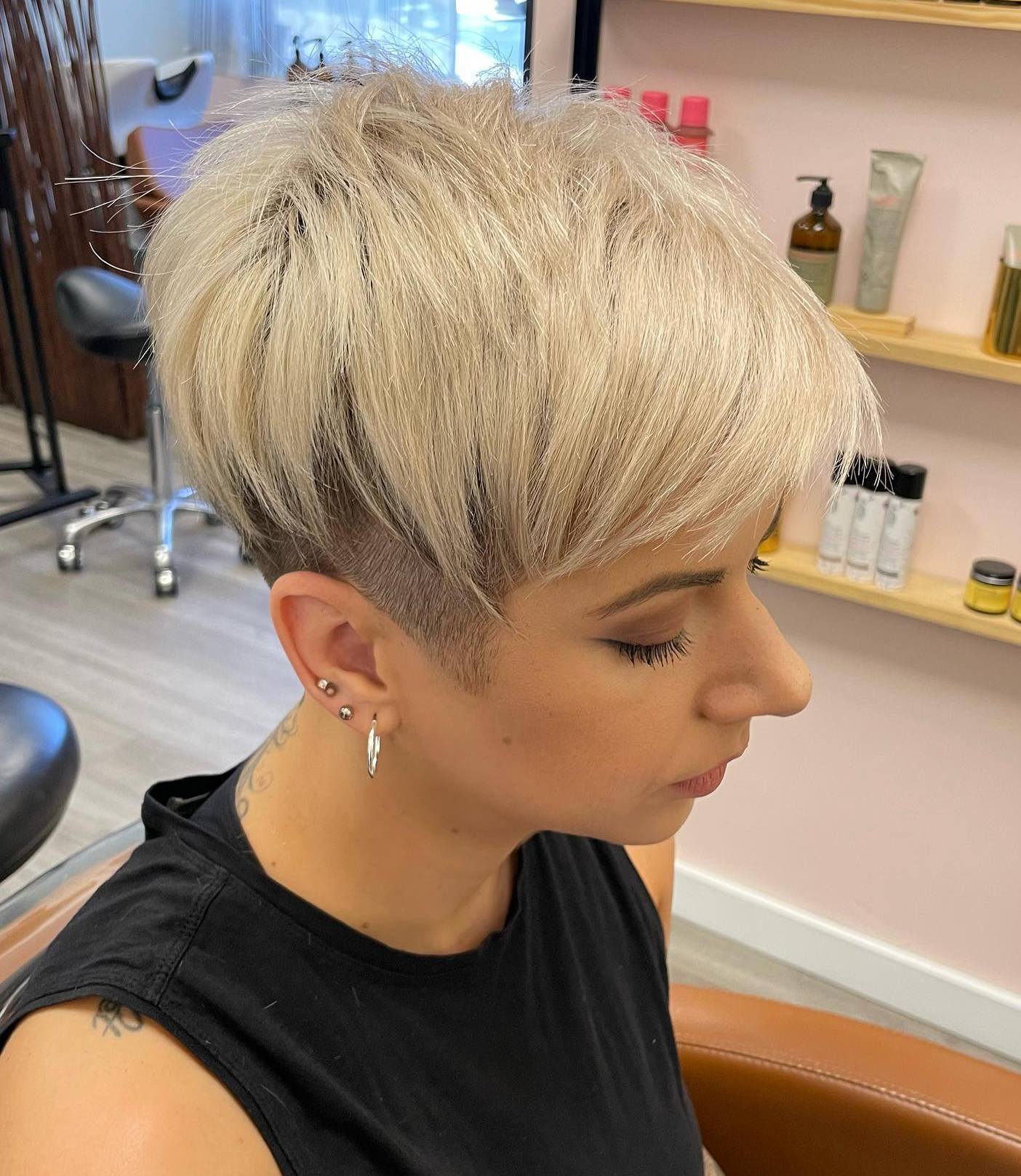 Voluminous Feathered Shaved Pixie