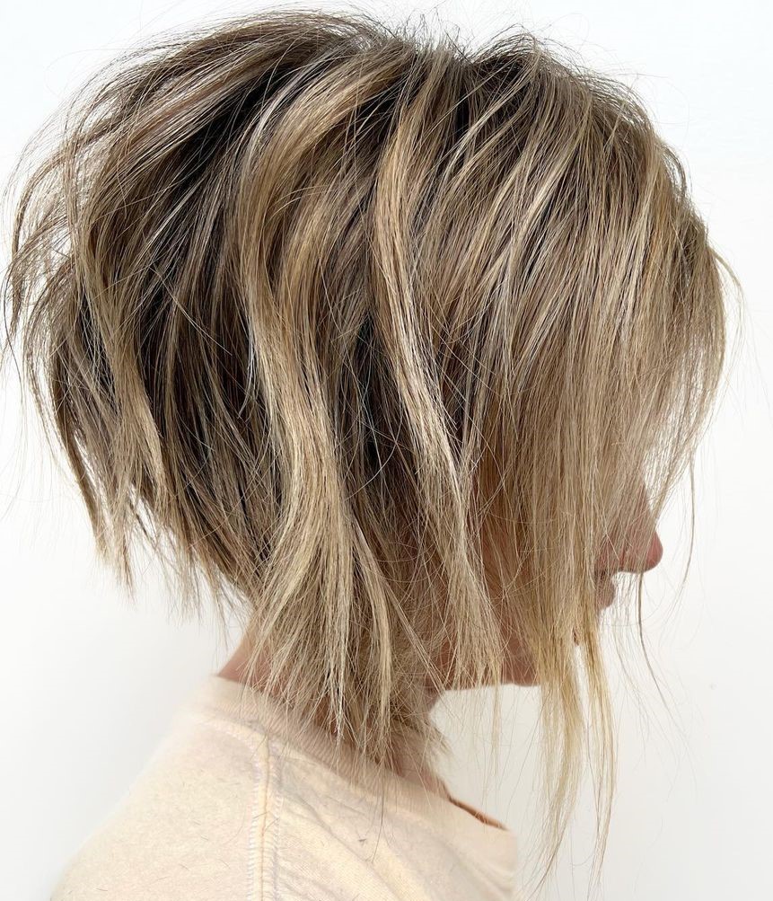 Inverted Shattered Bronde Bob Shag