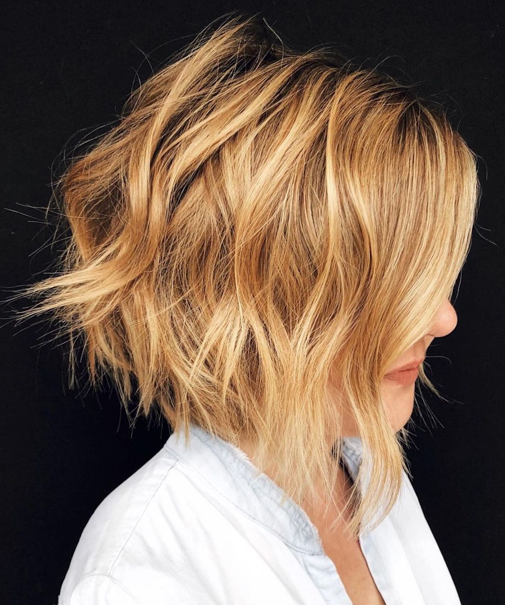 Inverted Honey Blonde Bob Shag