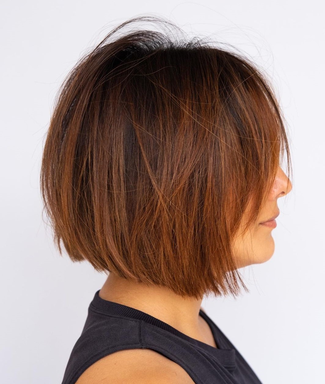 Disheveled Copper Bob with Bangs